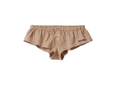MIU MIU Women's Checked Boxer Shorts "Cord"