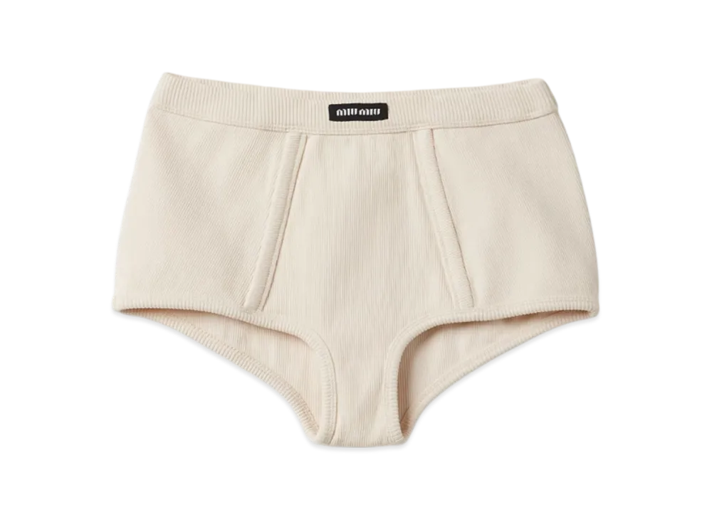 MIU MIU Women's Garment Dyed Ribbed Boxer Shorts "Natural"