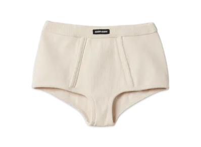 MIU MIU Women's Garment Dyed Ribbed Boxer Shorts "Natural"