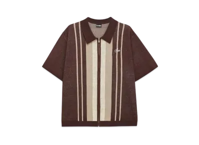 SPLR Stripe Zip Knit Polo "Brown"