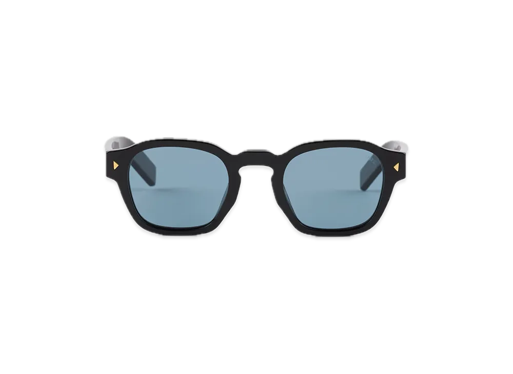 PRADA Metal Plaque Sunglasses "Turquoise Blue Mirror Lenses"