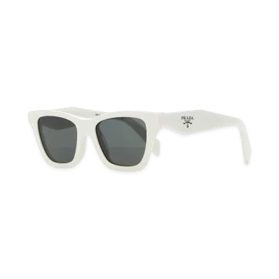PRADA Women's Acetate Sunglasses "White/Slate Gray Lenses"