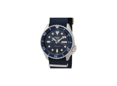 SEIKO Five Black Automatic Watch "Blue"