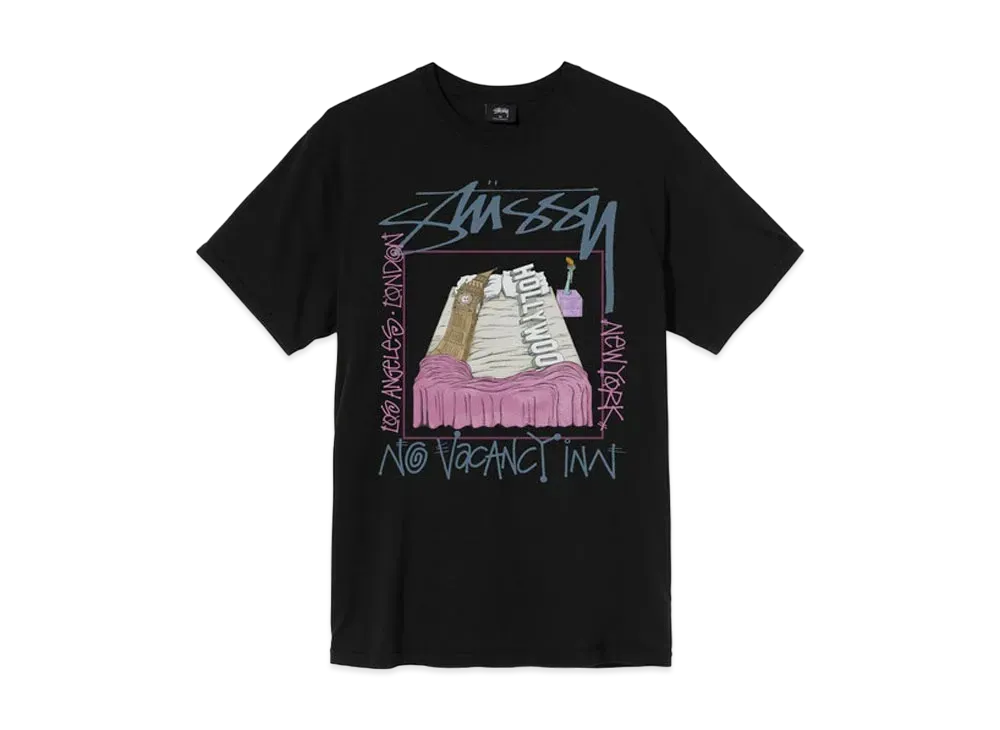 Stussy x No Vacancy Inn Cities Pig Dyed Tee "Black"