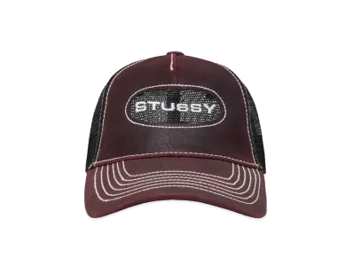 Stussy Low Pro Trucker Cut-Out Leather Snapback "Wine"