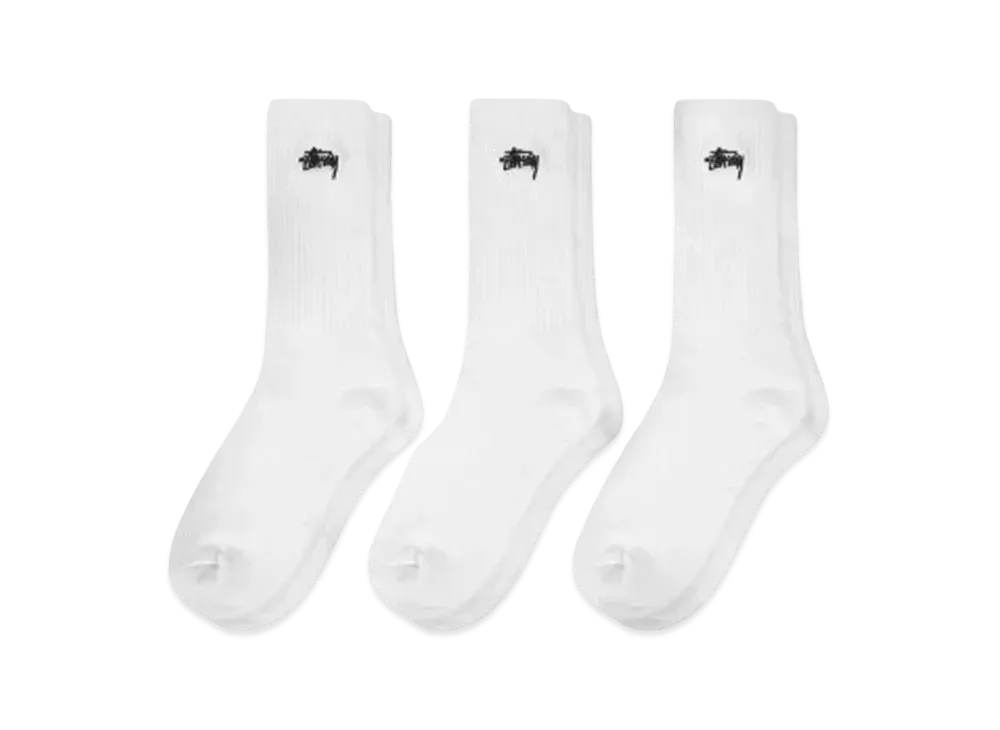 Stussy Stock Crew Socks 3 Pack "White"