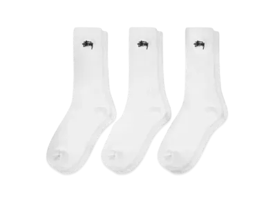 Stussy Stock Crew Socks 3 Pack "White"