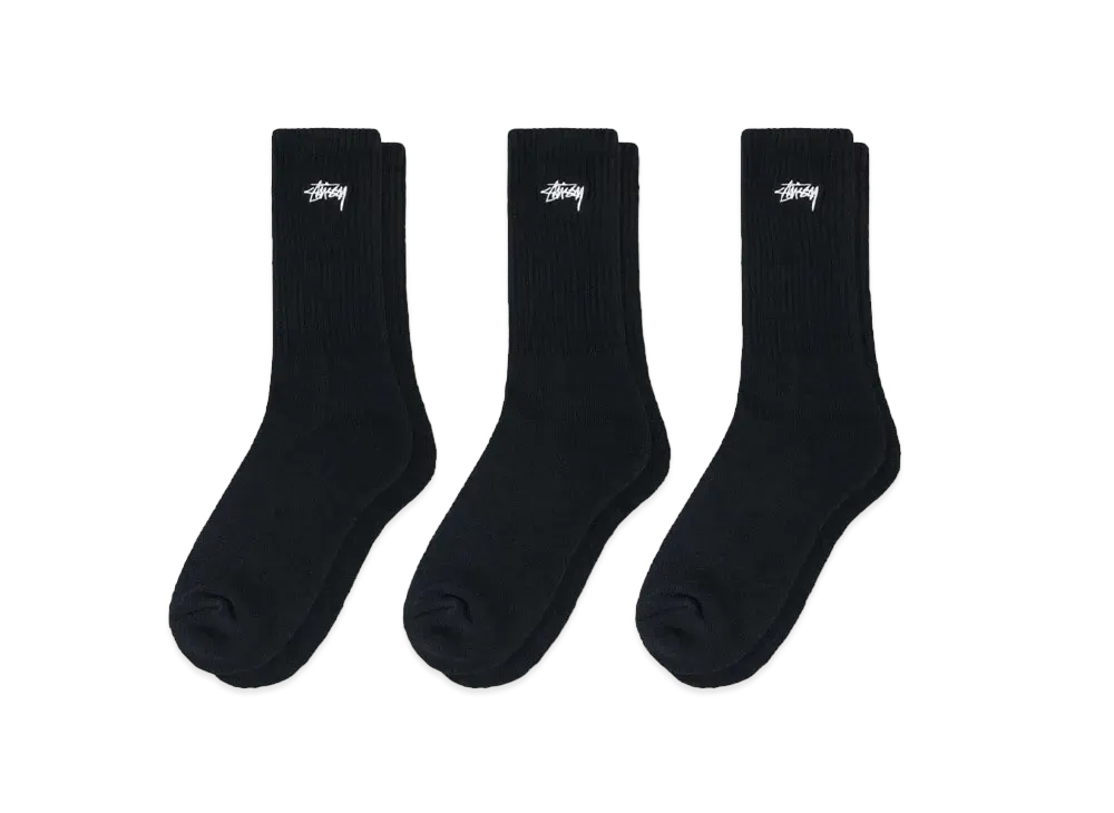 Stussy Stock Crew Socks 3 Pack "Black"