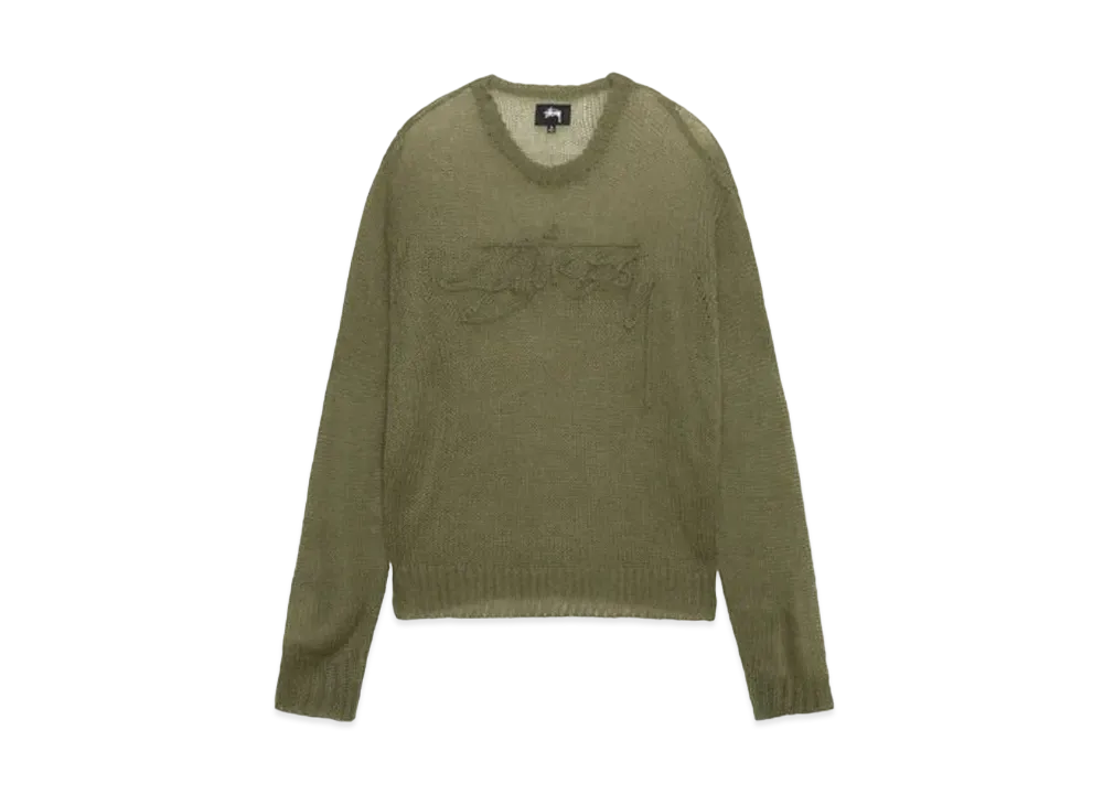 Stussy Loose Knit Logo Sweater "Olive"