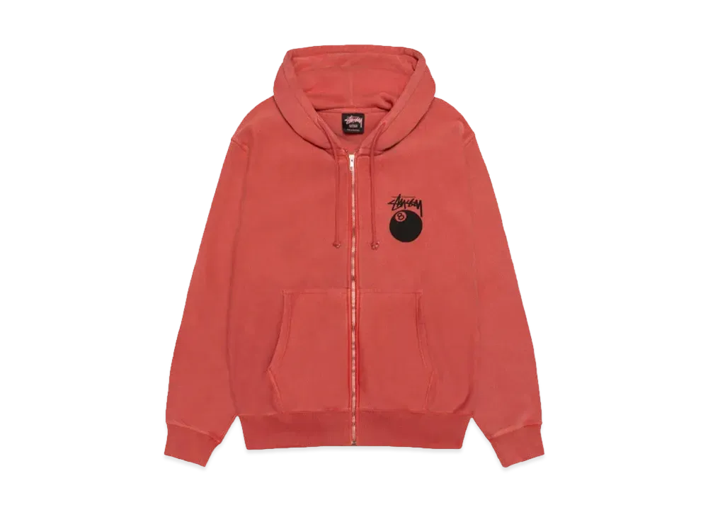 Stussy 8 Ball Zip Hoodie Pigment Dyed "Guava"