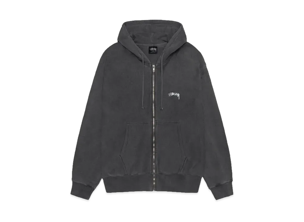 Stussy Smooth Stock Zip Hoodie Pigment Dyed "Black"