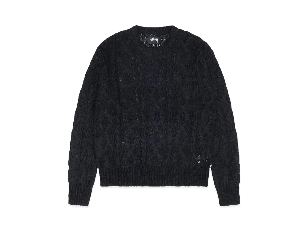 Stussy Cable Loose Knit Sweater "Black"