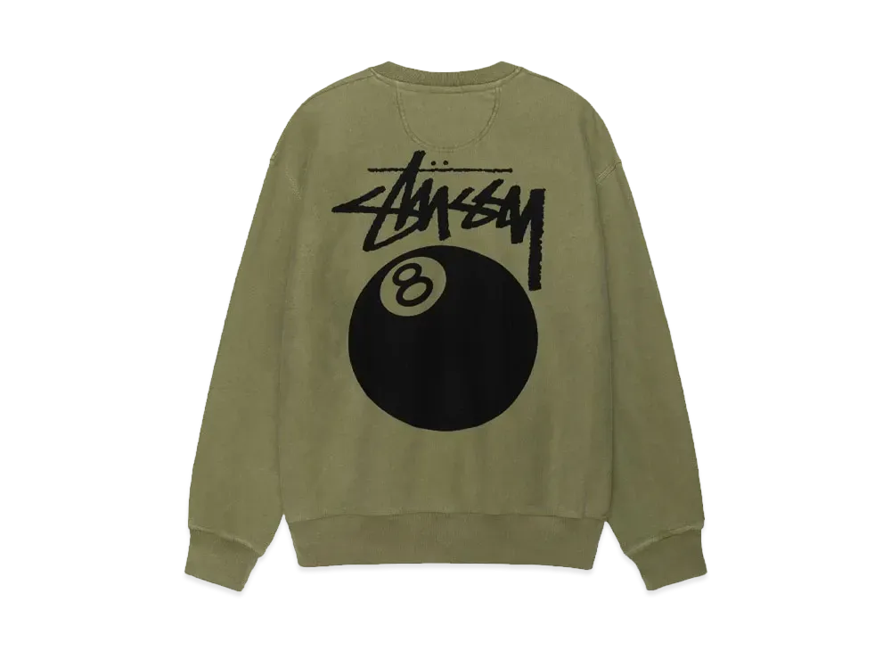 Stussy 8 Ball Crew Pigment Dyed "Olive"