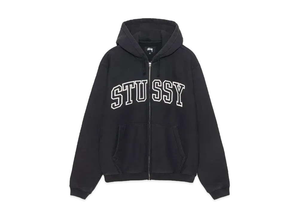 Stussy Outline Zip Hoodie "Washed Black"