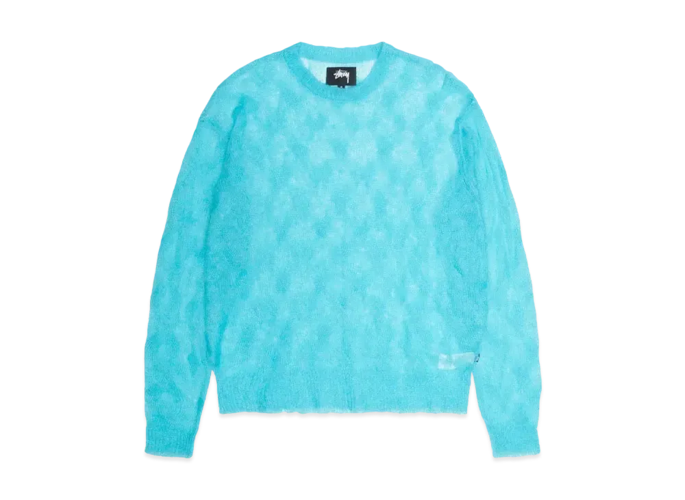 Stussy Loose Knit Cross Cable Sweater "Cyan"
