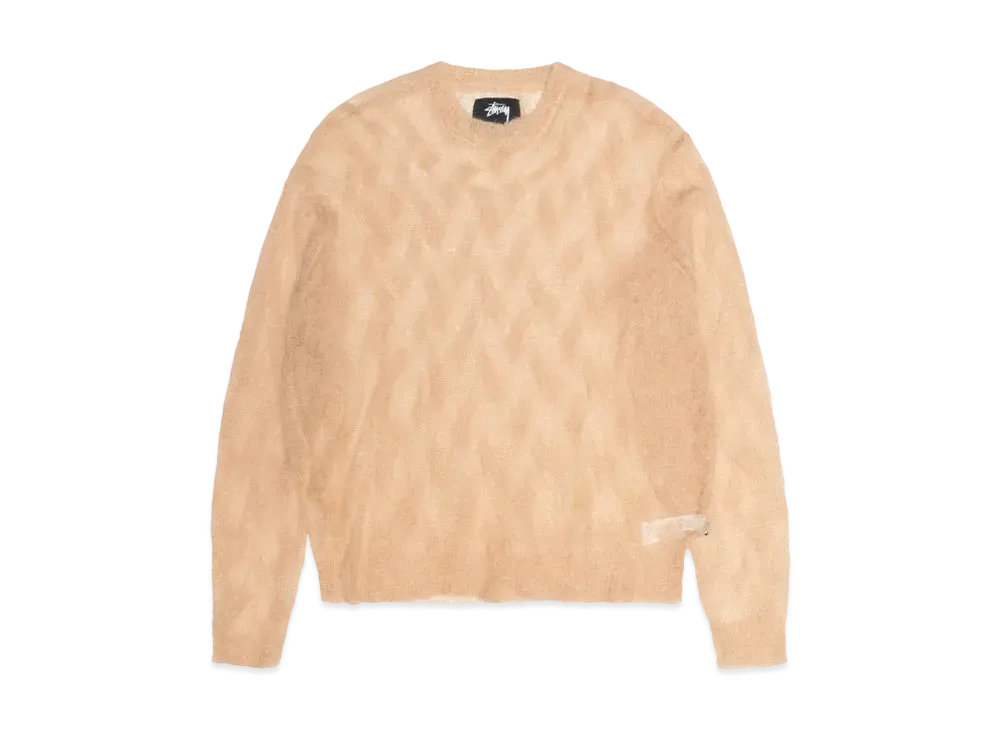 Stussy Loose Knit Cross Cable Sweater "Sand"