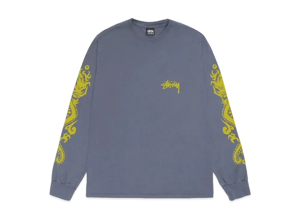 Stussy Dragons LS Tee Pigment Dyed "Indigo"