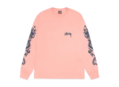 Stussy Dragons LS Tee Pigment Dyed "Coral"