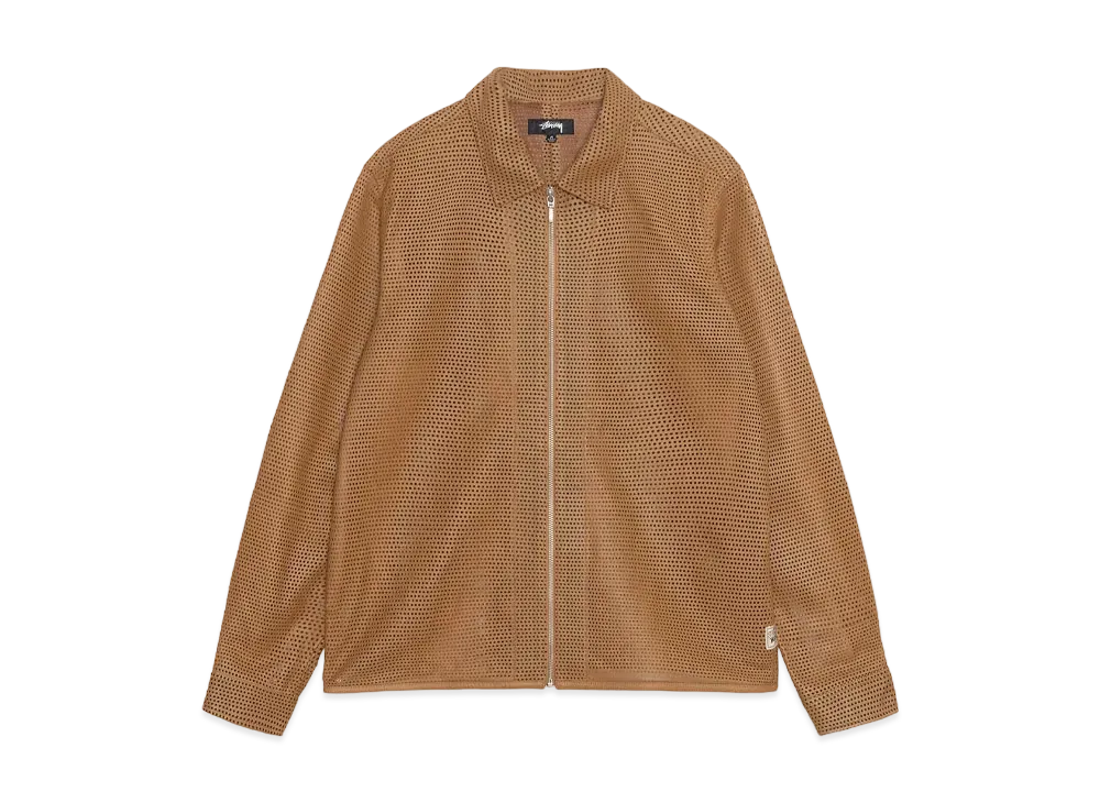 STUSSY ステューシー ZIP SHIRT PERFORATED LEATHER ジップアップ