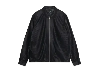 Stussy Zip Shirt Perforated Leather "Black"
