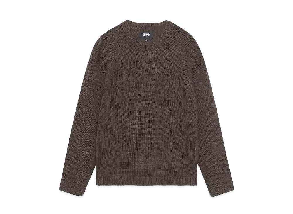 Stussy Roll V-Neck Logo Sweater "Brown" (FA24)