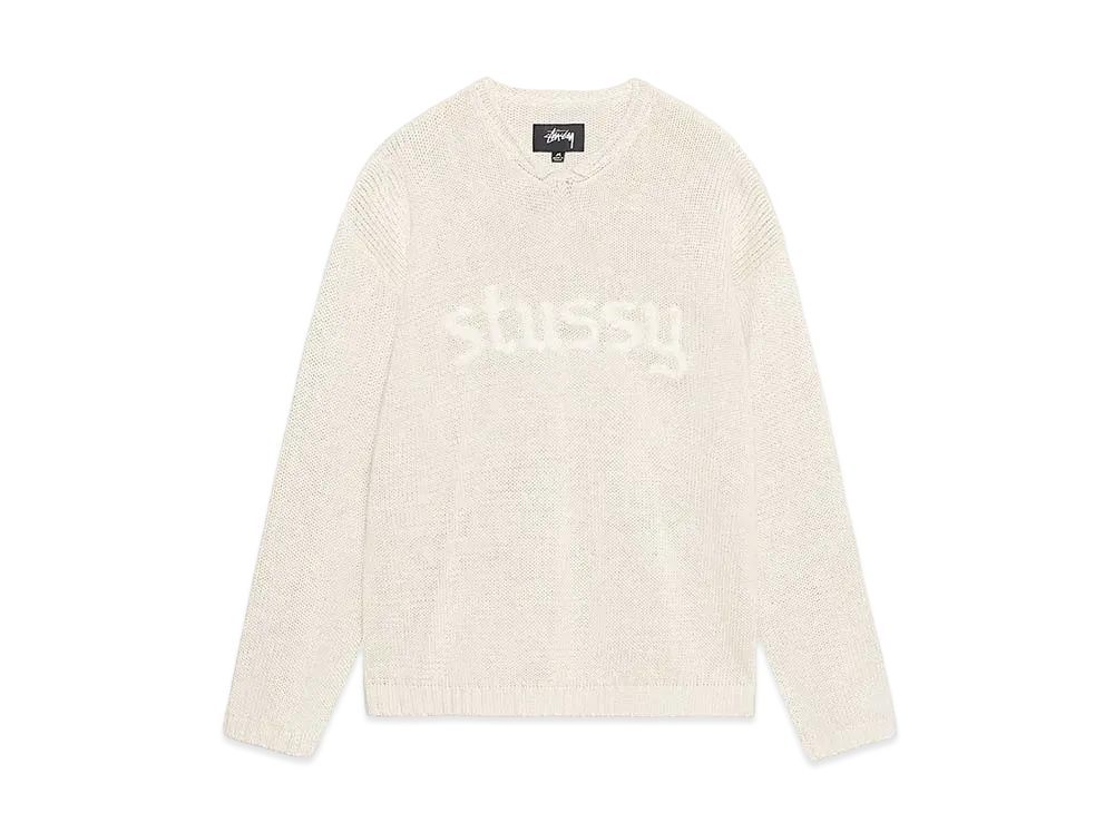 Stussy Roll V-Neck Logo Sweater 