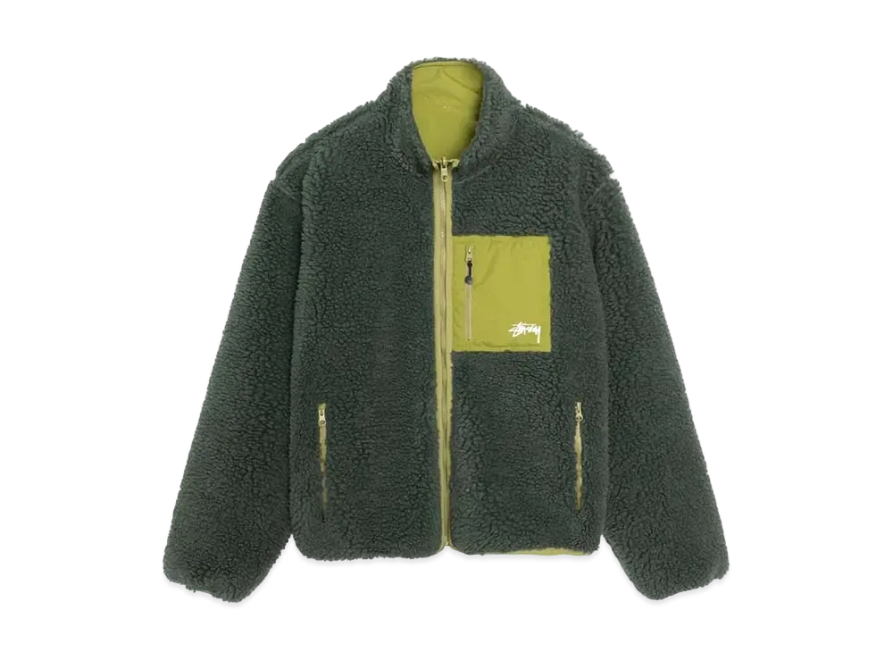 Stussy Sherpa Reversible Jacket "Dark Green"