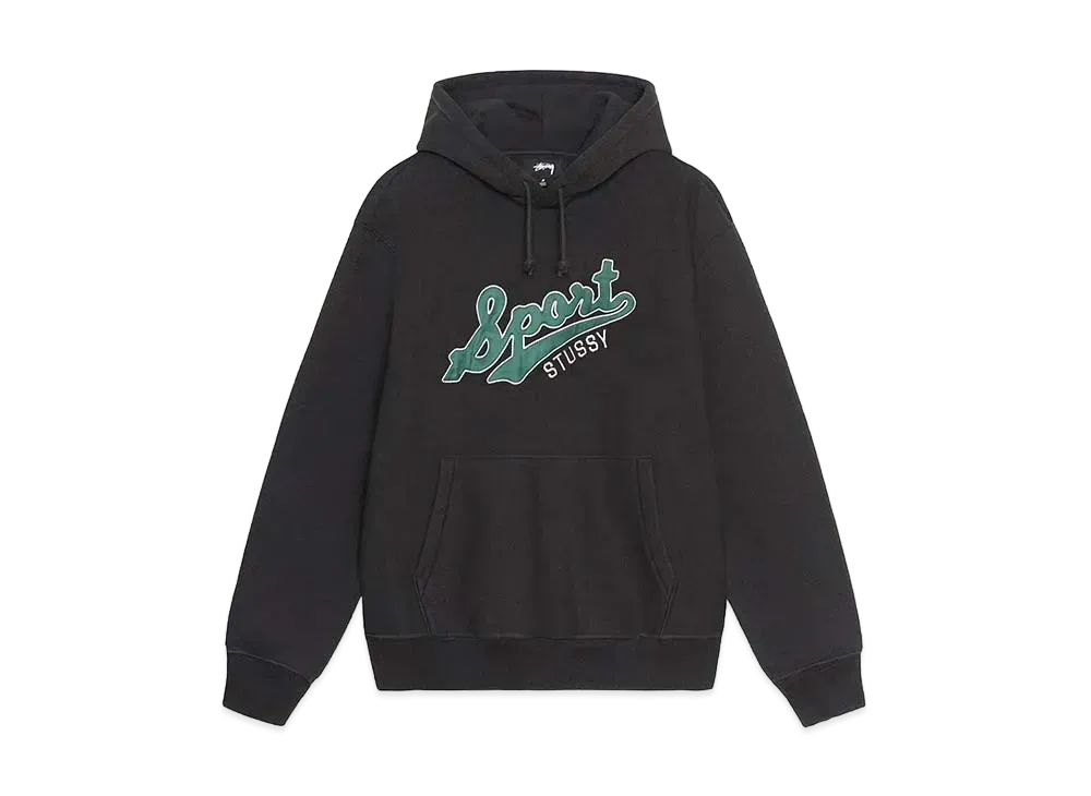 Stussy Satin Patch Oversized Hoodie "Washed Black" (FA24)
