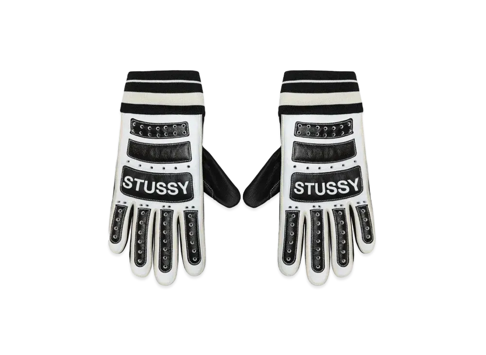 Stussy Leather Bike Gloves "Black/White" (FA24)
