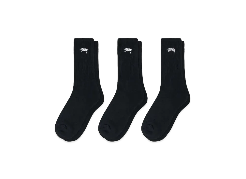 Stussy Stock Crew Sock- 3Pack "Black" (FA24)