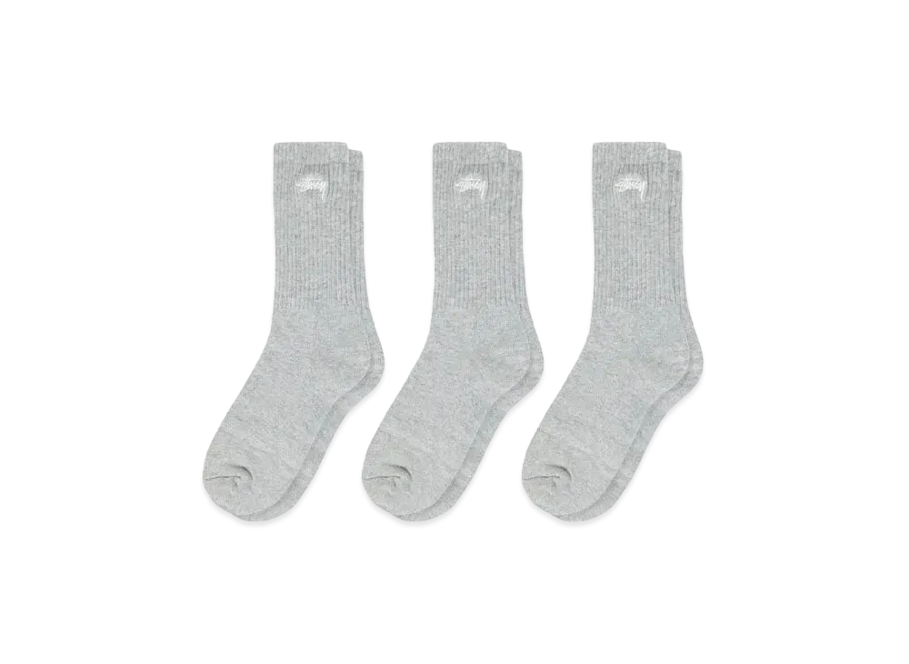 Stussy Stock Crew Sock- 3Pack "Grey" (FA24)