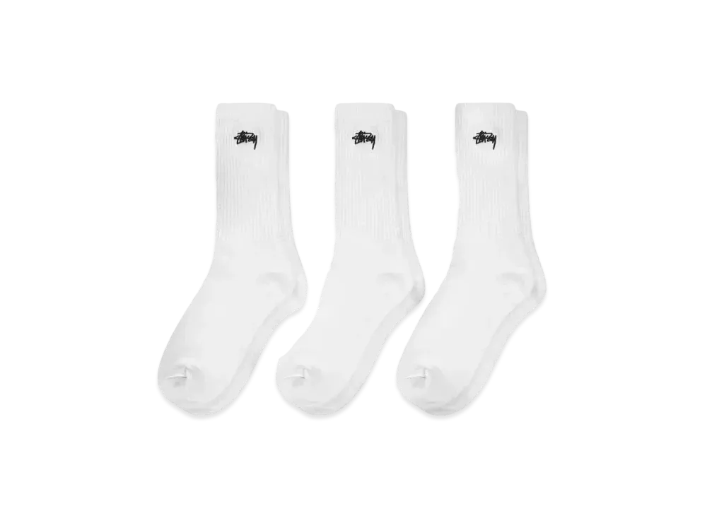 Stussy Stock Crew Sock- 3Pack "White" (FA24)