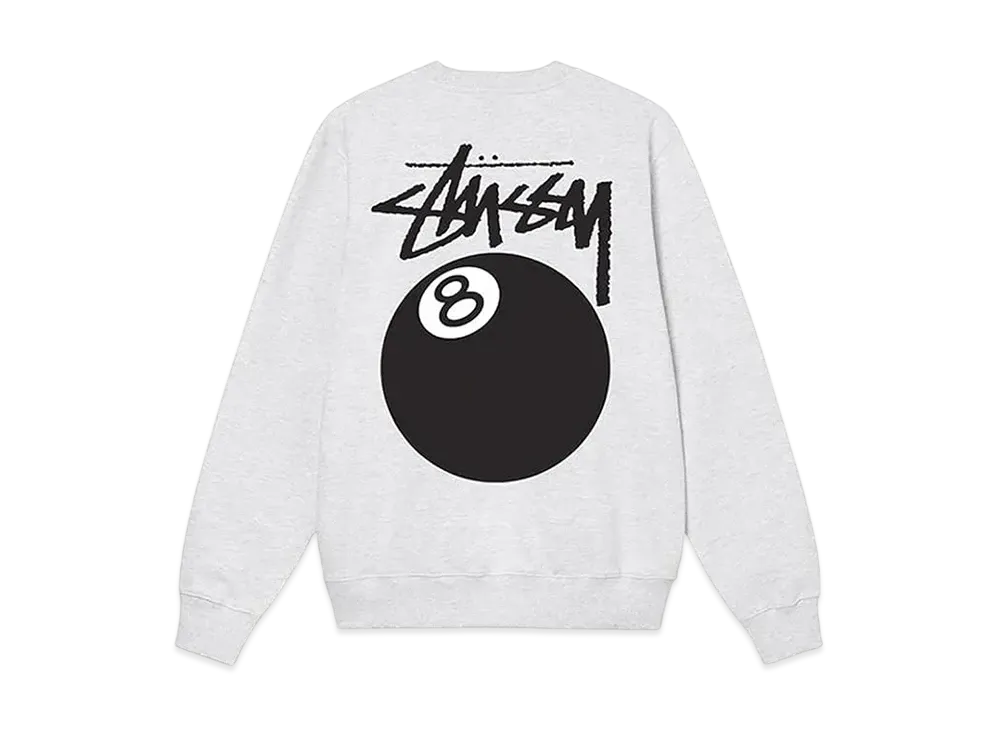 Stussy 8 Ball Crew Sweatshirt "Ash Heather"
