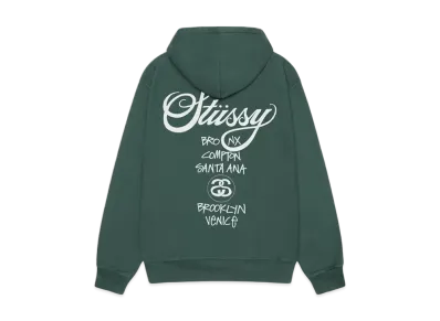 Stussy World Tour Hoodie Pigment Dyed "Forest"