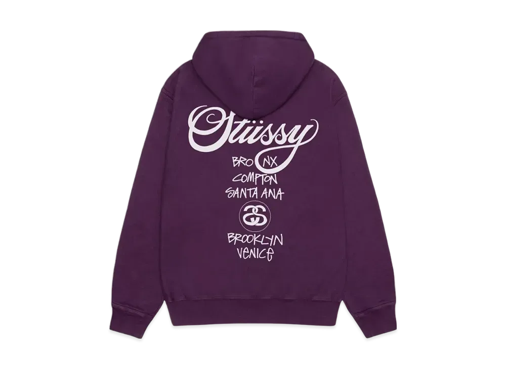 Stussy World Tour Hoodie Pigment Dyed "Purple"