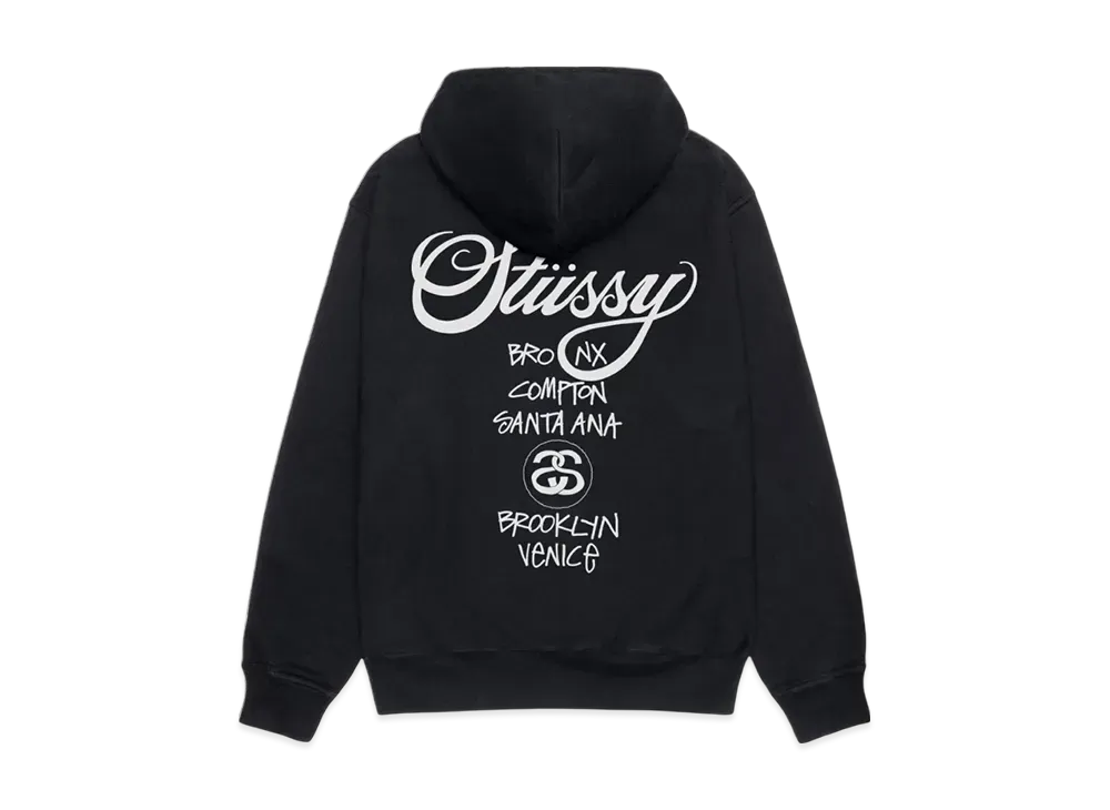 Stussy World Tour Hoodie Pigment Dyed "Black"
