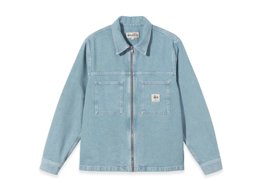 Stussy Denim Zip Up Work Shirt "Stone Wash"