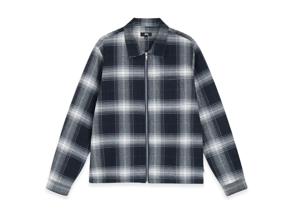 Stussy Shadow Plaid Zip LS Shirt "Navy"