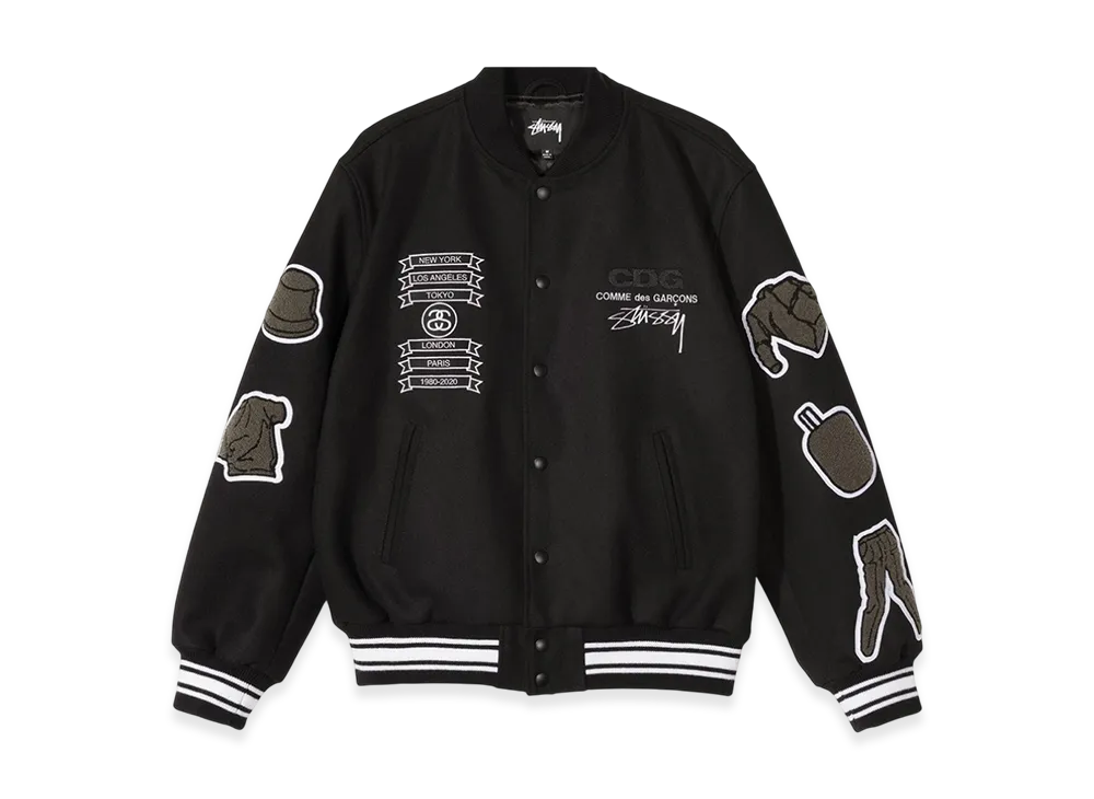 Stussy x CDG Varsity Jacket "Black"