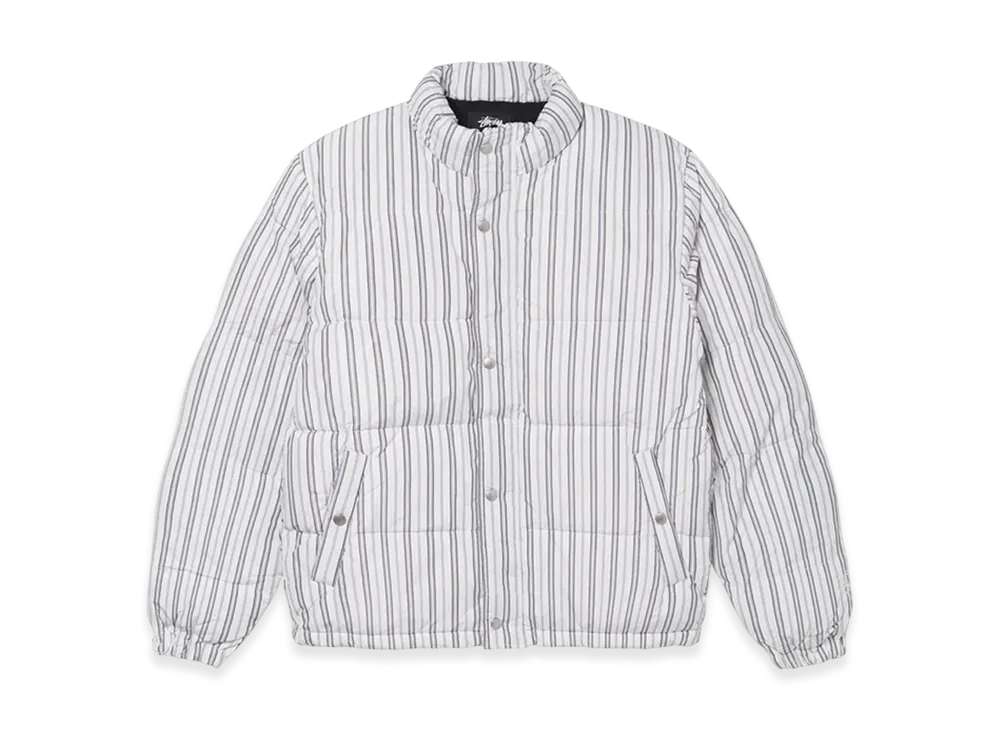 Stussy Stripe Down Puffer Jacket "Bone"