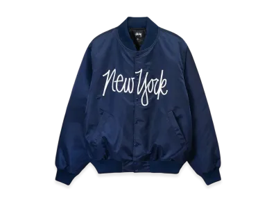 Stussy NY Chapter Satin Varsity Jacket "Navy"