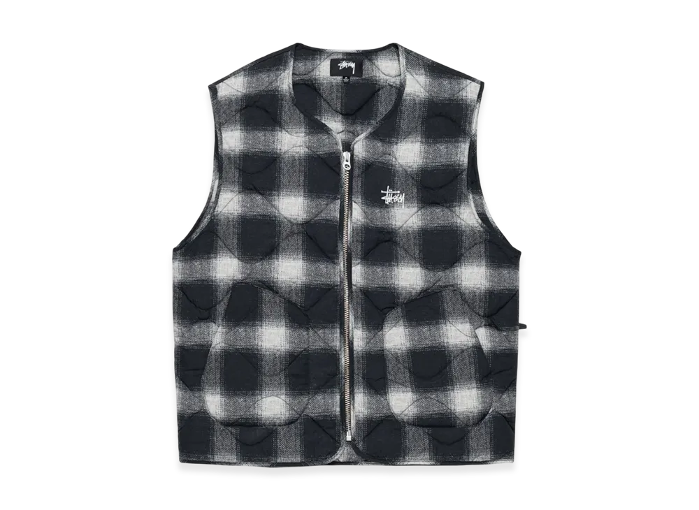Stussy Plaid Nylon Liner Vest "Black"
