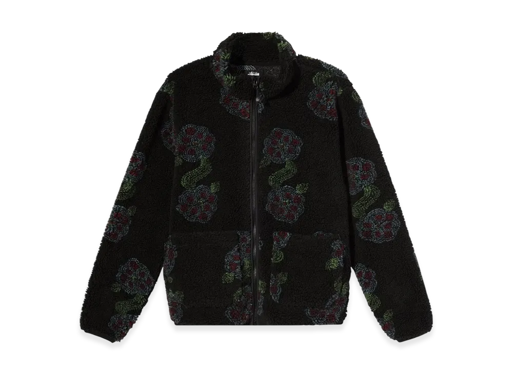 Stussy Flor Sherpa Mock Neck "Black"