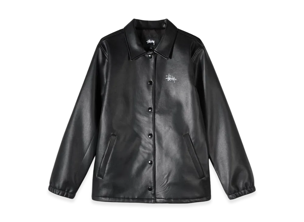 Stussy PU Leather Coach Jacket "Black"