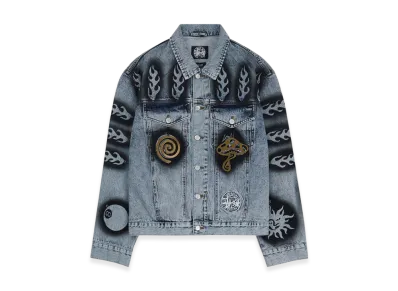 Stussy x Dries Van Noten Hand Stencilled Denim Jacket "Washed Blue"