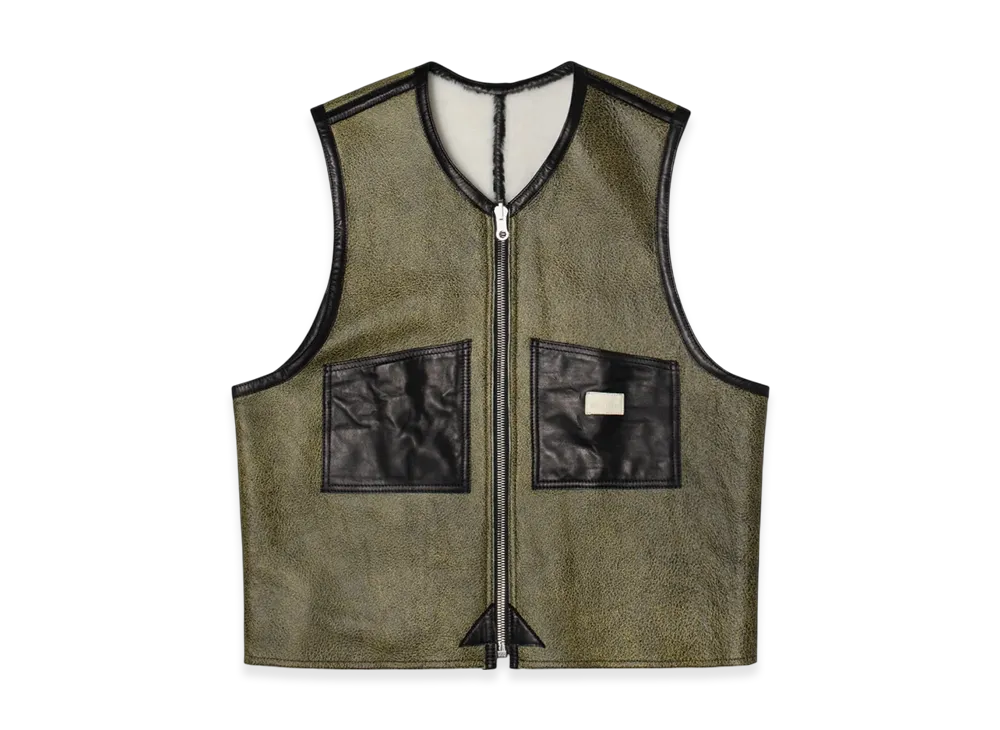 Stussy x Our Legacy Work Shop Reversible Shearling Vest Neon Green Black Shearling "Neon Green/Black Shearling"