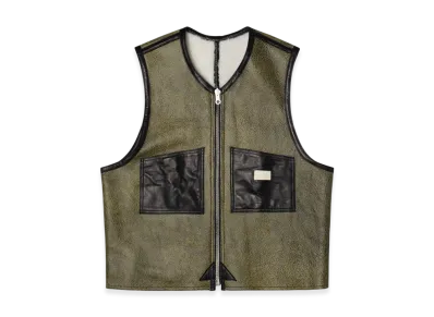 Stussy x Our Legacy Work Shop Reversible Shearling Vest Neon Green Black Shearling "Neon Green/Black Shearling"