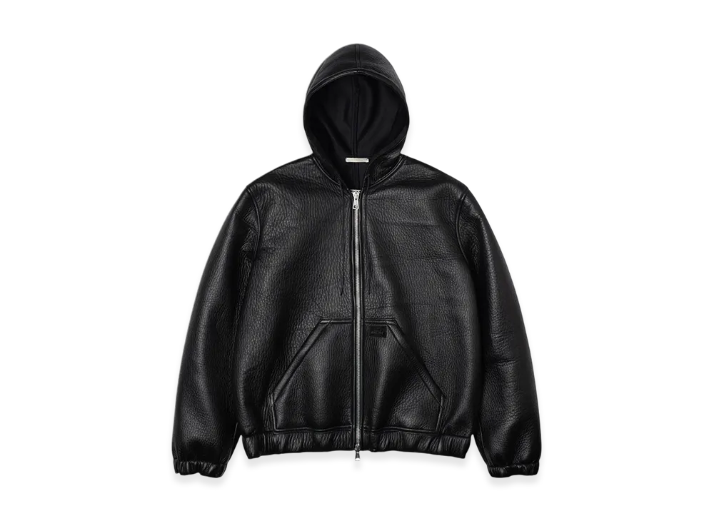 Stussy x Our Legacy Work Shop Leather Zip Hoodie "Black Scuba Leather"