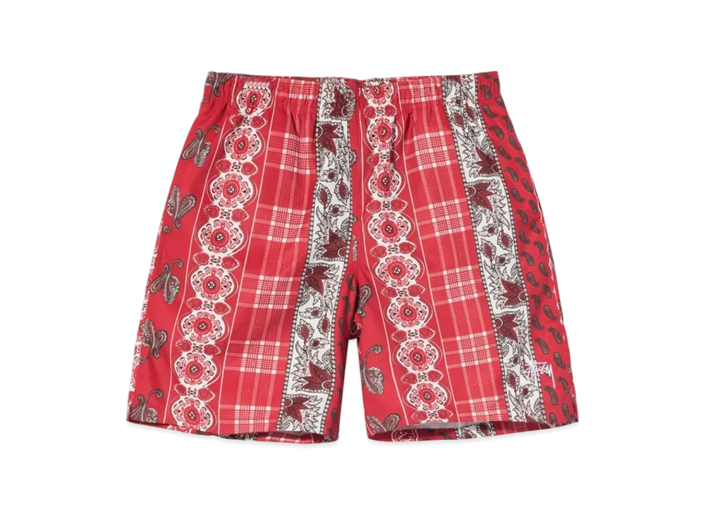 Stussy Paisley Plaid Water Shorts "Red"