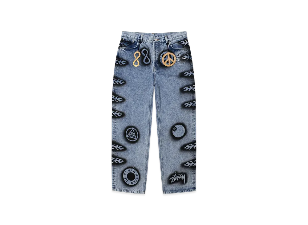 Stussy x Dries Van Noten Hand Stencilled Jean "Washed Blue"